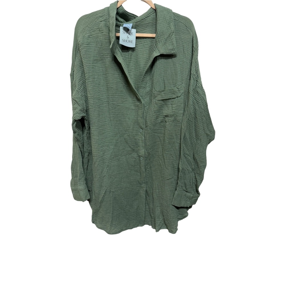 Shade & Shore Cotton Gauze Oversized Button Down Shirt XL NWT Beach Cover Up
